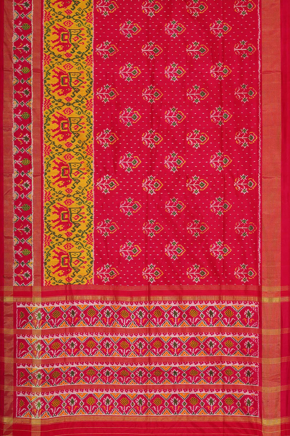 Image of Ikat Silk Rani Pink Saree